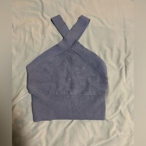 Abercrombie & Fitch Dusty Blue Cropped Halter Top